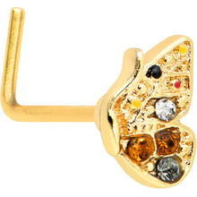 Load image into Gallery viewer, 20G 1/4 Orange Gem Gold Tone Baroque Butterfly L Shape Nose Ring