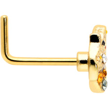 Load image into Gallery viewer, 20G 1/4 Orange Gem Gold Tone Baroque Butterfly L Shape Nose Ring