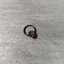 Load image into Gallery viewer, 16G 3/8 Clear Red Gem Black Skull Halloween Hinged Segment Ring