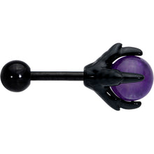 Load image into Gallery viewer, 16G 1/4 Purple Amethyst Black Claw Hand Cartilage Tragus Earring