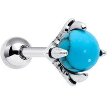 Load image into Gallery viewer, 16G 1/4 Blue Turquoise Claw Hand Cartilage Tragus Earring