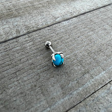 Load image into Gallery viewer, 16G 1/4 Blue Turquoise Claw Hand Cartilage Tragus Earring