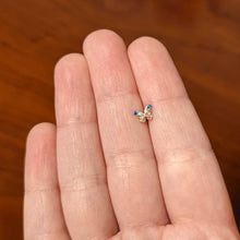 Load image into Gallery viewer, 20G 1/4 Clear Blue Gem Rose Gold Tone Butterfly Wing Nose Bone