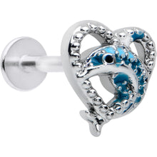 Load image into Gallery viewer, 16G 5/16 Dolphin Blue Heart Valentines Day Labret Monroe Tragus