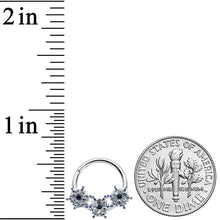 将图片加载到图库查看器,16G 3/8 Clear Blue Gem Festive Trio Snowflake Hinged Segment Ring