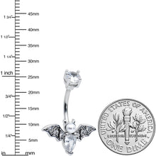 将图片加载到图库查看器,Clear Gem Vampire Bat Halloween Belly Ring