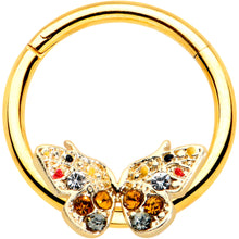 将图片加载到图库查看器,16G 3/8 Orange Gem Gold Hue Baroque Butterfly Hinged Segment Ring
