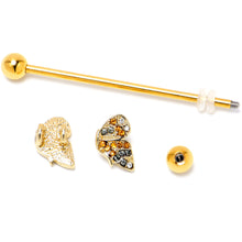 Load image into Gallery viewer, 14G Orange Gem Gold Tone Butterfly Wings Industrial Barbell 38mm