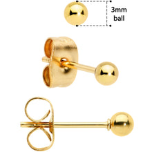 Load image into Gallery viewer, 3mm 4mm 5mm Ball Gold Tone 316L Stainless Steel Stud Earrings 3 Pack