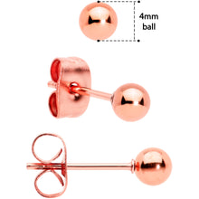 Load image into Gallery viewer, 3mm 4mm 5mm Ball Rose Gold Tone Stainless Steel Stud Earrings 3 Pack
