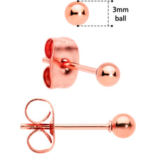 Load image into Gallery viewer, 3mm 4mm 5mm Ball Rose Gold Tone Stainless Steel Stud Earrings 3 Pack