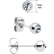 Load image into Gallery viewer, 3mm 4mm 5mm Clear Gem Ball 316L Stainless Steel Stud Earrings 3 Pack