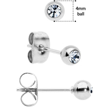 Load image into Gallery viewer, 3mm 4mm 5mm Clear Gem Ball 316L Stainless Steel Stud Earrings 3 Pack