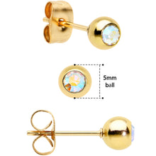 Load image into Gallery viewer, 3mm 4mm 5mm Aurora Gem Gold Tone Ball 316L Steel Stud Earrings 3 Pack