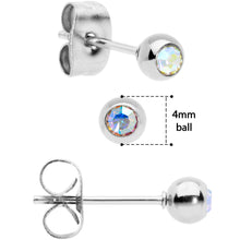 Load image into Gallery viewer, 3mm 4mm 5mm Aurora Gem Ball 316L Stainless Steel Stud Earrings 3 Pack