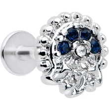 Load image into Gallery viewer, 16G 1/4 Blue Clear Gem Abstract Arch Labret