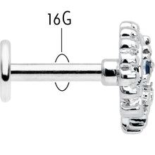 Load image into Gallery viewer, 16G 1/4 Blue Clear Gem Abstract Arch Labret
