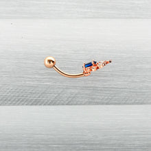 Load image into Gallery viewer, Clear Blue Gem Rose Gold Tone Glamour Flare Belly Ring