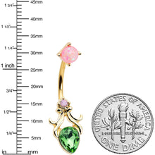 Load image into Gallery viewer, Green Gem Gold Tone Shades of Spring Double Mount Belly Ring