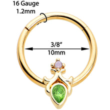 将图片加载到图库查看器,16G 3/8 Green Gem Gold Tone Shades of Spring Hinged Segment Ring