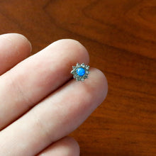 Load image into Gallery viewer, 20G 7mm Blue Faux Opal Heart Sun L Shape Nose Ring