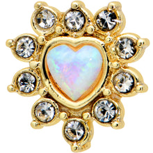 Load image into Gallery viewer, 16G 5/16 White Faux Opal Gold Tone Sun Heart Labret Monroe Tragus