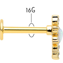 Load image into Gallery viewer, 16G 5/16 White Faux Opal Gold Tone Sun Heart Labret Monroe Tragus