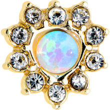 Load image into Gallery viewer, 20G 7mm White Faux Opal Gold Tone Heart Sun L Shape Nose Ring