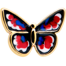 Load image into Gallery viewer, 16G 5/16 Gold Tone Red White Blue Butterfly Labret Monroe Tragus