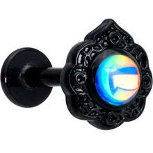 Load image into Gallery viewer, 16G 5/16 White Tourmaline Black Filigree Labret Monroe Tragus