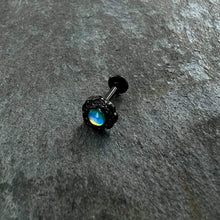 Load image into Gallery viewer, 16G 5/16 White Tourmaline Black Filigree Labret Monroe Tragus