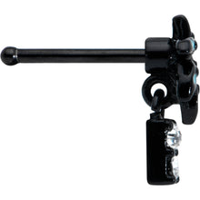 将图片加载到图库查看器,20G 1/4 Clear Gem Black Night Palm Tree Dangle Nose Bone