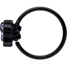 Load image into Gallery viewer, 20G 5/16 Purple Gem Black Skull Blossom Nose Hoop