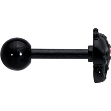 Load image into Gallery viewer, 16G 1/4 Red Clear Gem Black Skull Halloween Cartilage Earring