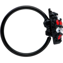 Load image into Gallery viewer, 20G 5/16 Red Clear Gem Black Skull Halloween Nose Hoop