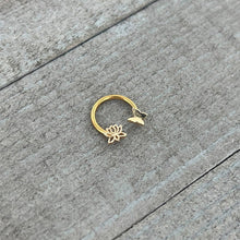 Load image into Gallery viewer, 16G 3/8 Gold Tone Butterfly Lotus Flower Horseshoe Circular Barbell