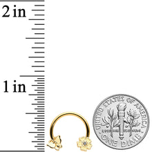 Load image into Gallery viewer, 16G 3/8 Clear Gem Gold Tone Butterfly Angular Flower Horseshoe