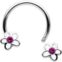 Load image into Gallery viewer, 16G 3/8 Pink Gem Daisy Flowers Horseshoe Circular Barbell