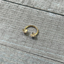 Load image into Gallery viewer, 16G 3/8 Gold Tone Burnished Butterflies Horseshoe Circular Barbell