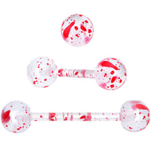 Load image into Gallery viewer, Licensed Friday the 13th Mask Splatter Barbell Tongue Ring Set of 4