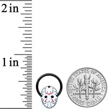 Load image into Gallery viewer, 16G 3/8 Black Licensed Friday the 13th Mask Hinged Segment Ring