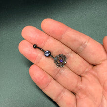 将图片加载到图库查看器,Purple Gem Black Regal Crown Dangle Belly Ring