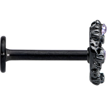 Load image into Gallery viewer, 16G 5/16 Purple Gem Regal Black Crown Heart Labret Monroe Tragus