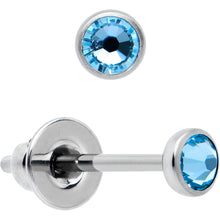 Load image into Gallery viewer, 3mm Blue Crystal Implant Grade Titanium Stud Earrings