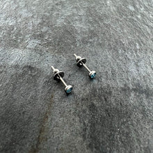 Load image into Gallery viewer, 3mm Blue Crystal Implant Grade Titanium Stud Earrings