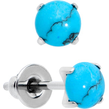 Load image into Gallery viewer, 3.5mm Blue Turquoise Stone Implant Grade Titanium Stud Earrings