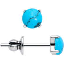Load image into Gallery viewer, 3.5mm Blue Turquoise Stone Implant Grade Titanium Stud Earrings