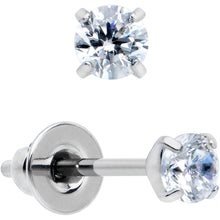 Load image into Gallery viewer, 3mm Clear CZ Gem Implant Grade Titanium Stud Earrings