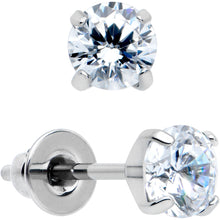 Load image into Gallery viewer, 4mm Clear CZ Gem Implant Grade Titanium Stud Earrings