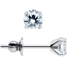 Load image into Gallery viewer, 4mm Clear CZ Gem Implant Grade Titanium Stud Earrings